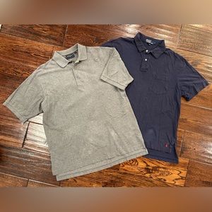 Bundle of 2 polo/polo-type short-sleeve shirts — navy blue POLO (L) & gray (M)